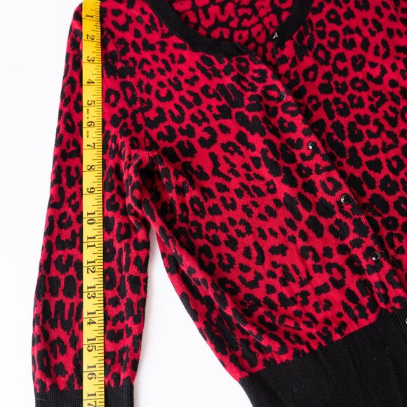 Express Design Studio  Red Leopard print cardigan - Picture 7 of 8